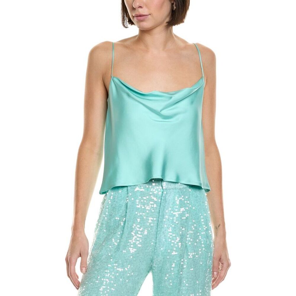 Lapointe Womens Silk Twill Bias Cami Shirt, Green